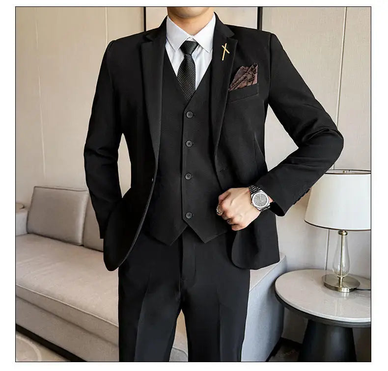 Men's 3-Piece Suit – Blazer, Vest & Trousers | Smart Casual Business & Wedding Suit