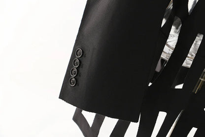 Women Chic Blazer Hollow Out Niche Design Single Button Notched Collar High-end Jacket Fashion Coat New Spring 2026 HK19476
