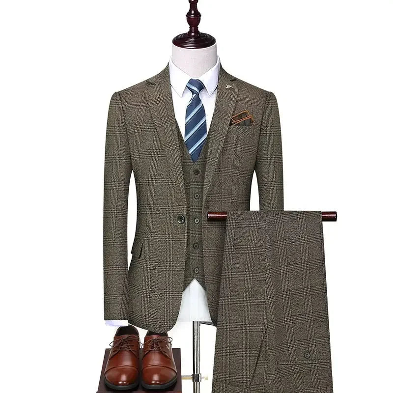 Men's Linen Suit Set Single Breasted Blazer and Pants for Business, Wedding, and Casual Wear