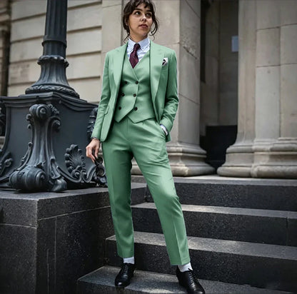 Powerful Black Women 3 Piece Suit Classic Single Breasted Jacket Vest Pants Set Elegant Office Business Formal Lady Outerwears