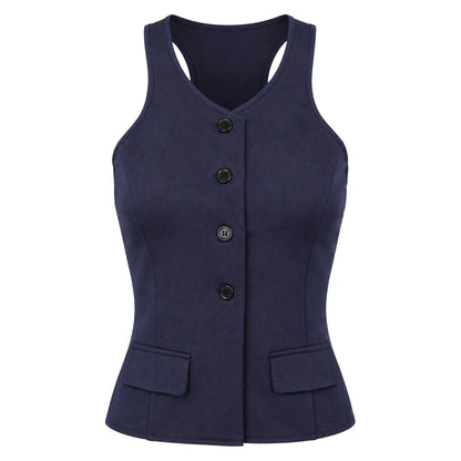 Women Sleeveless Jacket Waistcoat V-neck Fashion Solid Vest Office Lady Suits Vests for Work Communting OL Tops Tank Top Mujer