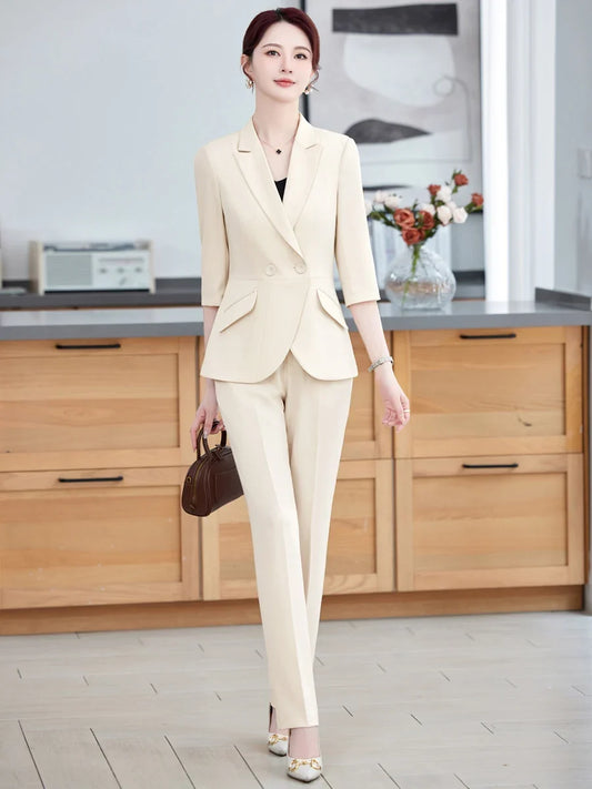 2026 fashion professional women's clothing, new spring and summer high-quality two-piece pants + blazer.