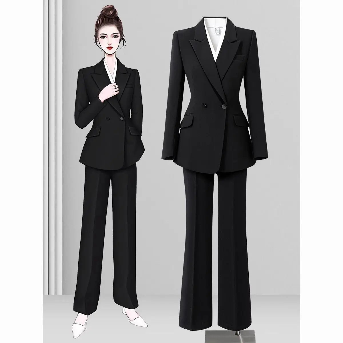 Matcha Green Women's 2 Pieces Pant Suits Lady Business Office Suits Slim Fit Peak Lapel Jacket Womens Tuxedo Casual Female Suits