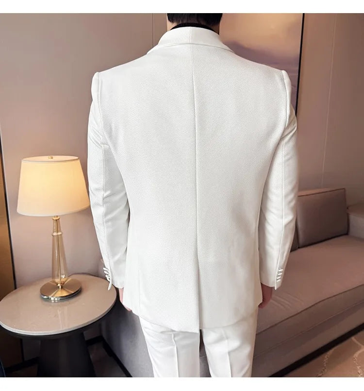 Men's Slim Fit 3-Piece Suit for Weddings, Parties & Formal Occasions – White, Red, Black