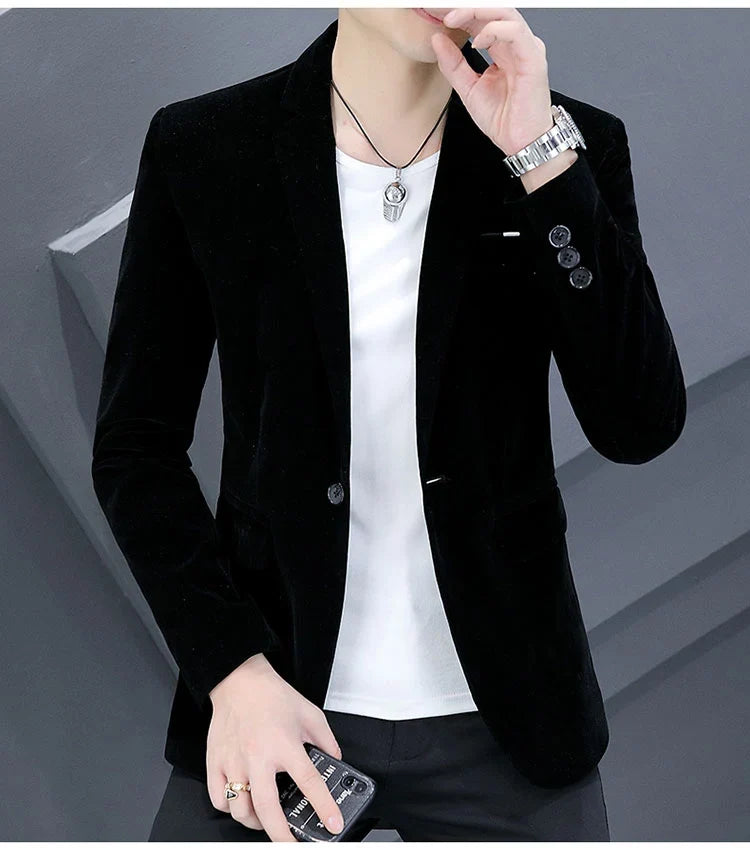 2025 Canary Suit Men's Velveteen Casual Small Suit British Style Business Single West Casual Clothes Trend Youth Handsome Shirt