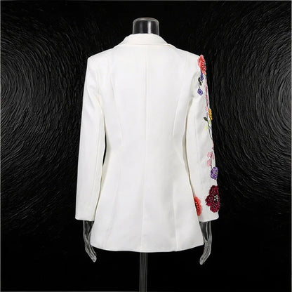 2026 Spring Autumn New Women Blazer High-End Embroidery Flower Beaded Studded Diamonds Luxury Elegant Chic Ins Coat HK17758
