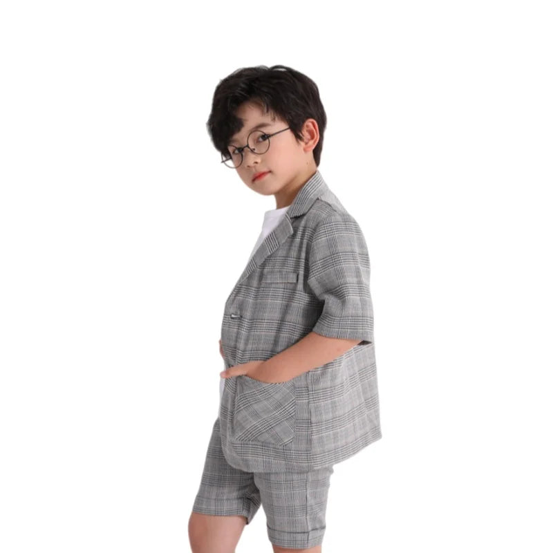 Low Price Clearance Stock Sale Boys Summer Jacket Pants/Shorts Photography Suit Kids Wedding Dress Children Host Costume
