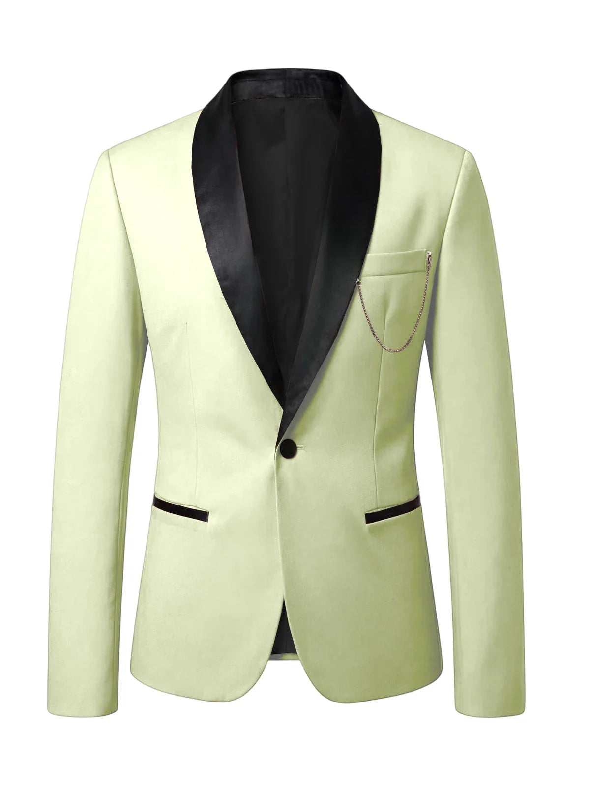Men's Slim Fit Tuxedo Blazer Satin Shawl Collar One Button Formal Business Suit Jacket for Wedding Prom Party For Spring Summer