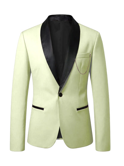 Men's Slim Fit Tuxedo Blazer Satin Shawl Collar One Button Formal Business Suit Jacket for Wedding Prom Party For Spring Summer