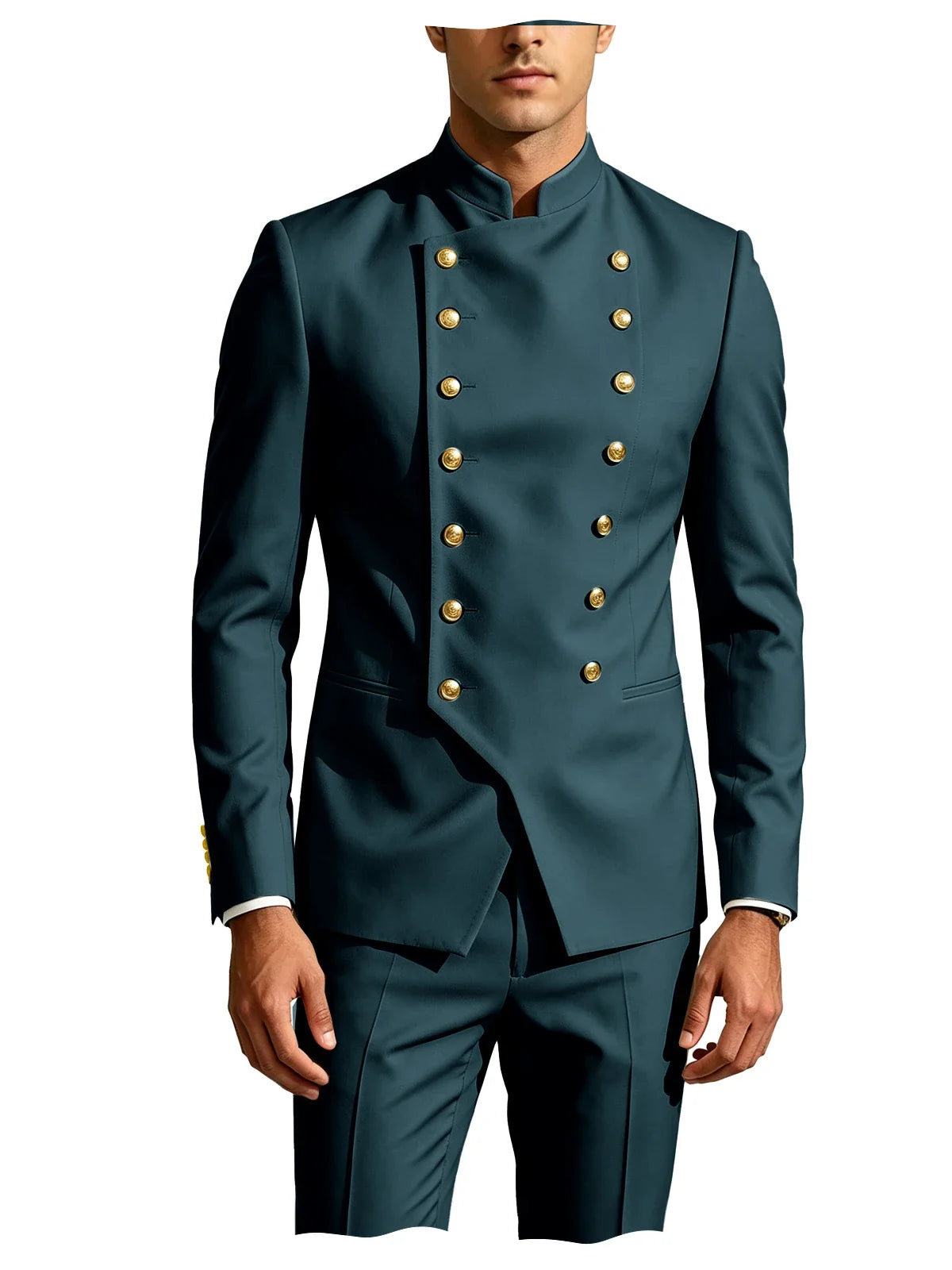 Men's Suit 2-Piece Double Breasted Slim Fit Blazer Pants Set for Wedding