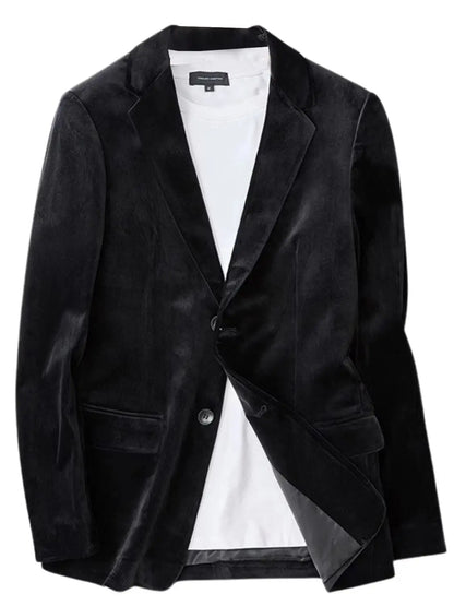 Men's Burgundy Velvet Jacket Slim Fit Two Buttons Notch Lapel Suit Blazer for Prom Party Wedding Business Smart Casual One Coat