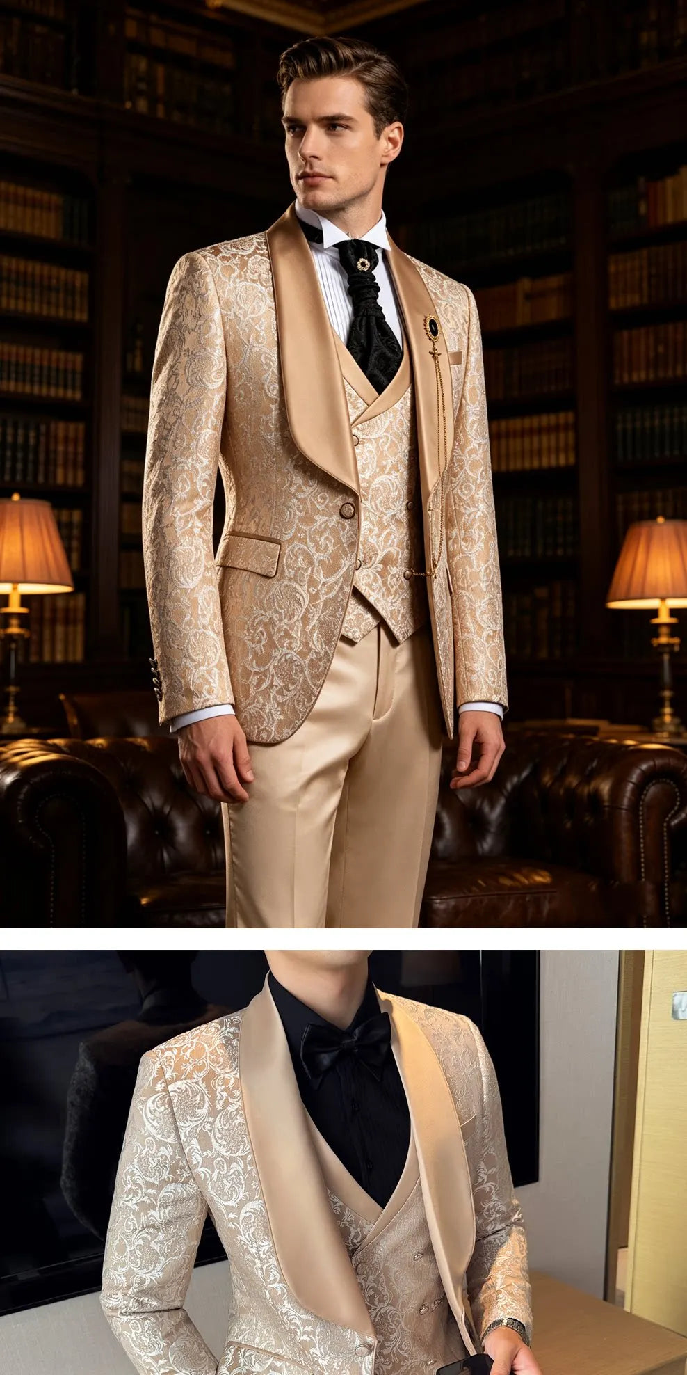 Men's Three-Piece Wedding Suit – Slim Fit British Style Formal Set for Groom