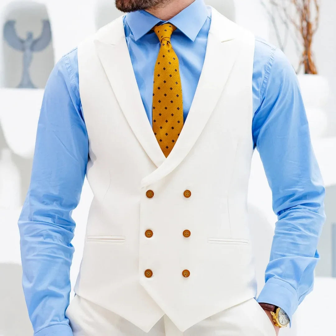 Men's Double Breasted Vest Formal Lapel Waistcoat for Wedding & Special Occasions
