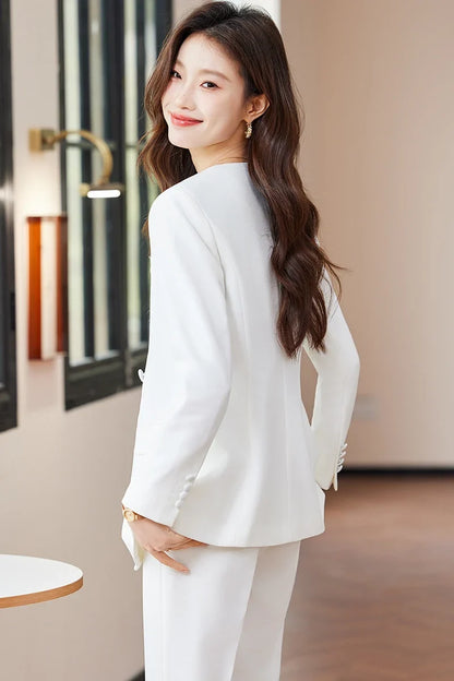 Fashionable business women's suit, high-quality two-piece pants + blazer. Unique temperament, comfortable and stylish
