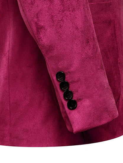 Vintage Mens Suede Blazer Jacket Casual Business Single Breasted Suit Coat Long Sleeve Patch Pocket Blazer for Office Streetwear