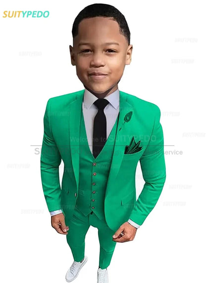 New Fashion Boys Suits Children Birthday Formal Outfit Blazer Vest Pants 3 Pieces School Activity Chorus Performance Costume