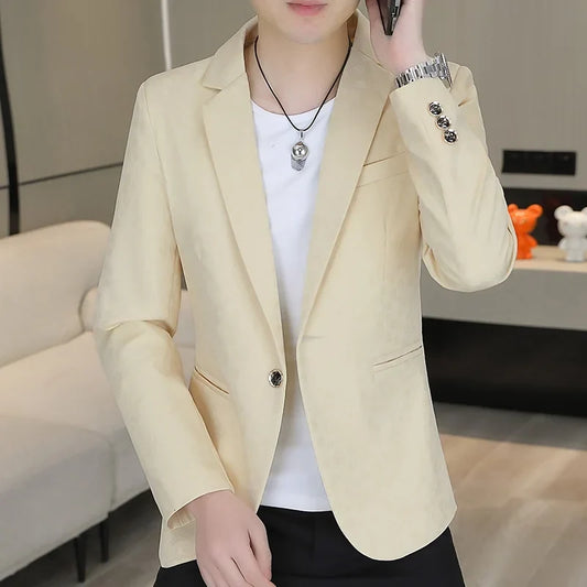 Men's Blazer Smart Casual Single Breasted Slim Fit Spring Autumn
