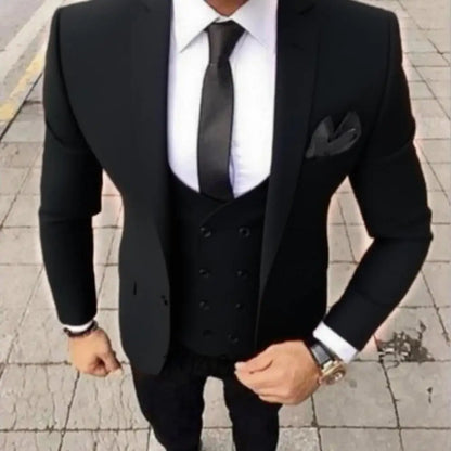 Ensemble de costume 3 pièces coupe ajustée marron pour homme avec blazer, gilet et pantalon - Tenue décontractée pour mariage, bal de promo, affaires, smoking de marié