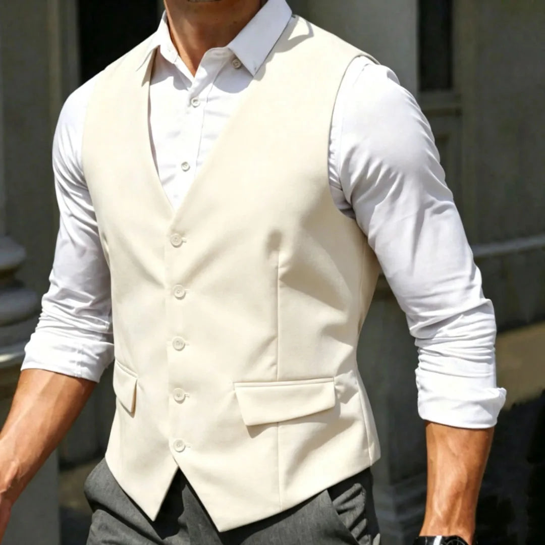 Men's Formal Vest – Single Breasted V-Neck Suit Waistcoat for Weddings and Events