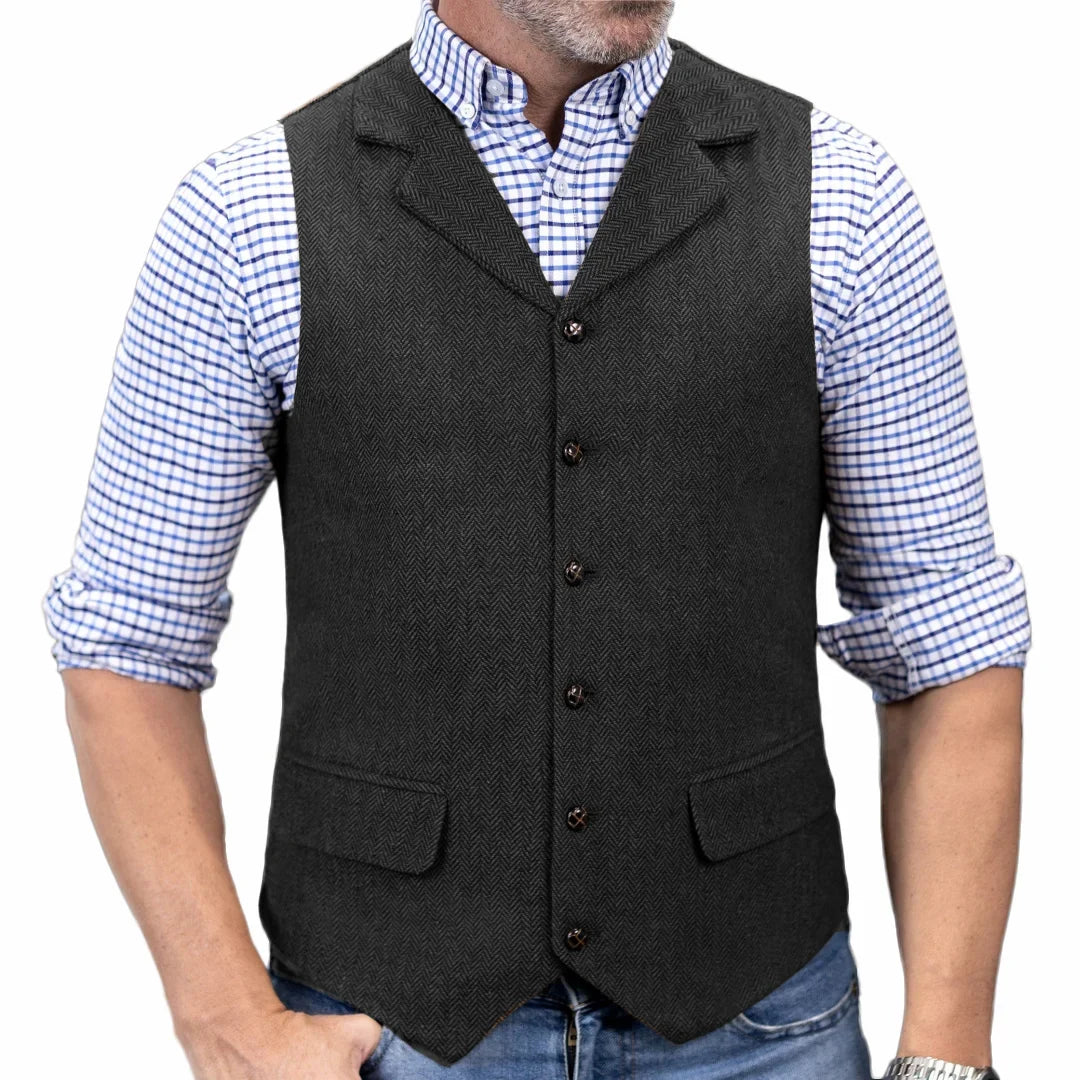 Men's Formal Vest | Single Breasted Lapel Waistcoat for Weddings & Business