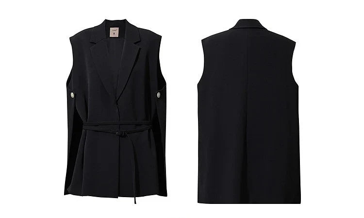 Women Lapel Collar Vest Jacket Loose Long Draped Construction Minimalist Commuter Coats Woman Autumn Outfit 2026 12623085