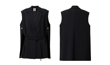 Women Lapel Collar Vest Jacket Loose Long Draped Construction Minimalist Commuter Coats Woman Autumn Outfit 2026 12623085