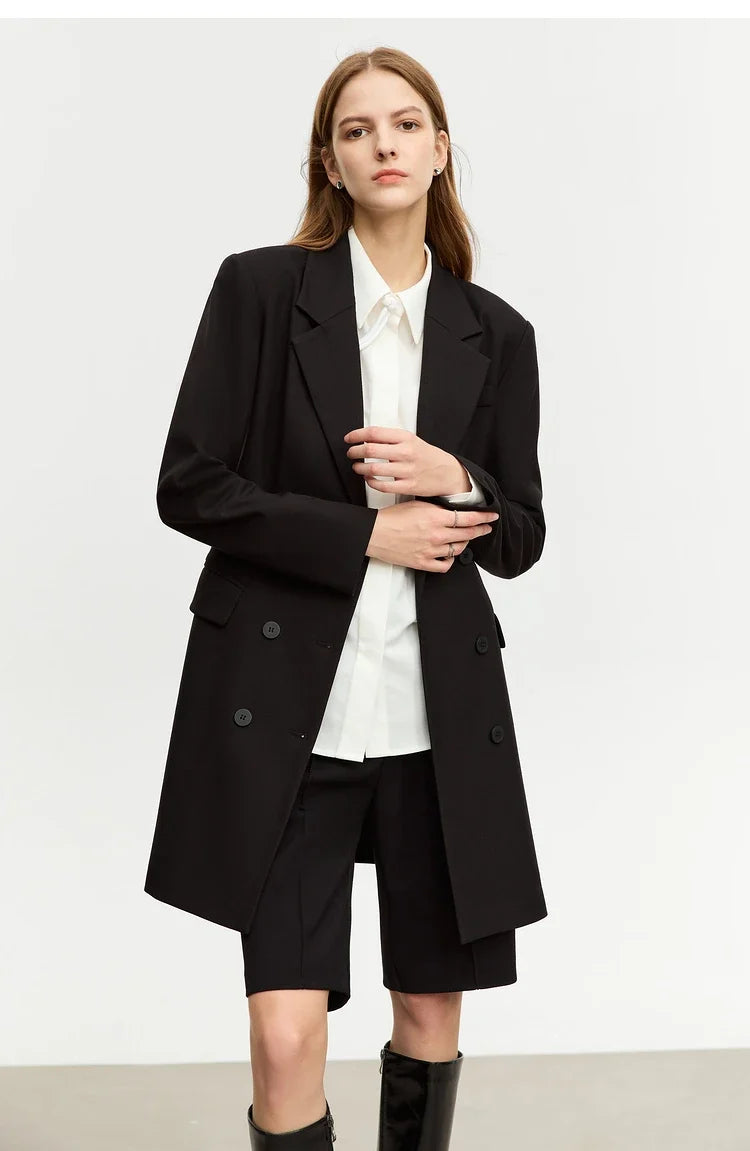 Minimalist Blazer for Woman 2026 Autumn Long Simple Basics Commuter Jacket With Waist Rope Slim Fit Blazers 12343036