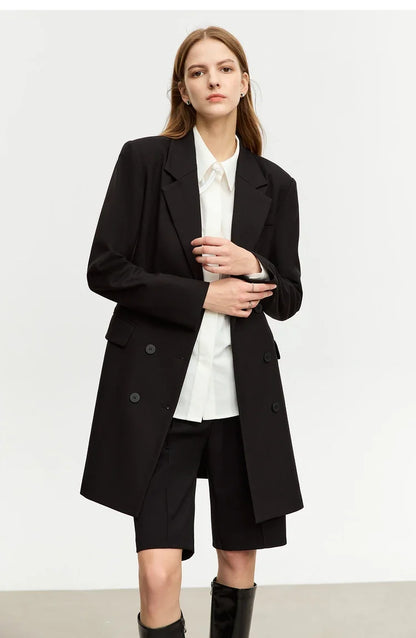 Minimalist Blazer for Woman 2026 Autumn Long Simple Basics Commuter Jacket With Waist Rope Slim Fit Blazers 12343036