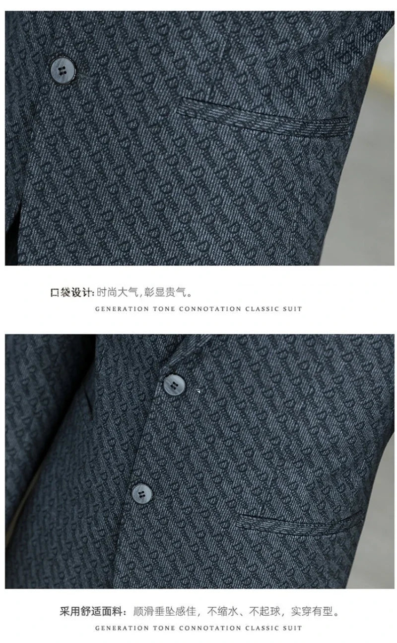 M-8XL Blazer Men's Business Gentleman Korean Wedding Fashion Trend, Slim Fit, Versatile, High-end Casual, Woolen Blazer