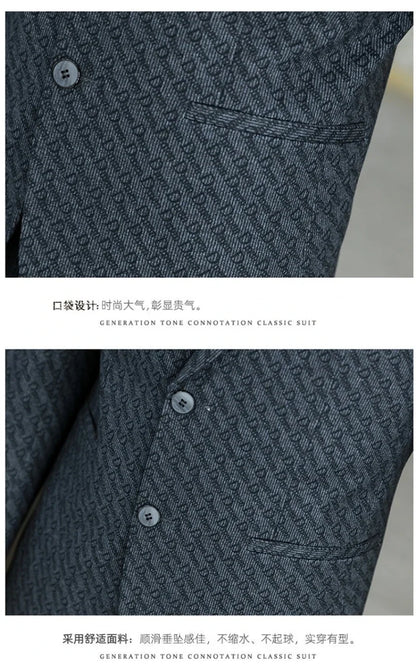 M-8XL Blazer Men's Business Gentleman Korean Wedding Fashion Trend, Slim Fit, Versatile, High-end Casual, Woolen Blazer