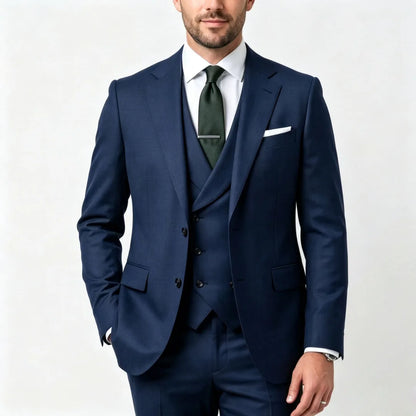 Men Suit Grass Green 3 Pieces With Lapel Solid For Wedding Groom Birthday Banquet Party Business Work Office Jacket Vest Pants