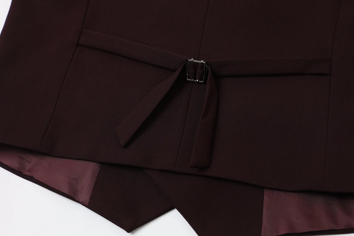 Men's 3-Piece Wedding Suit – Single Breasted Smart Casual Suit for Men – Burgundy, Navy Blue, Black, Dark Grey