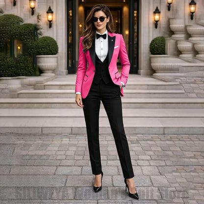 Chic Women Suits 3 Piece Elegant Peak Lapel One Button Tuxedo Slim Fashion Formal Prom Party Wedding Business Casual Outfit