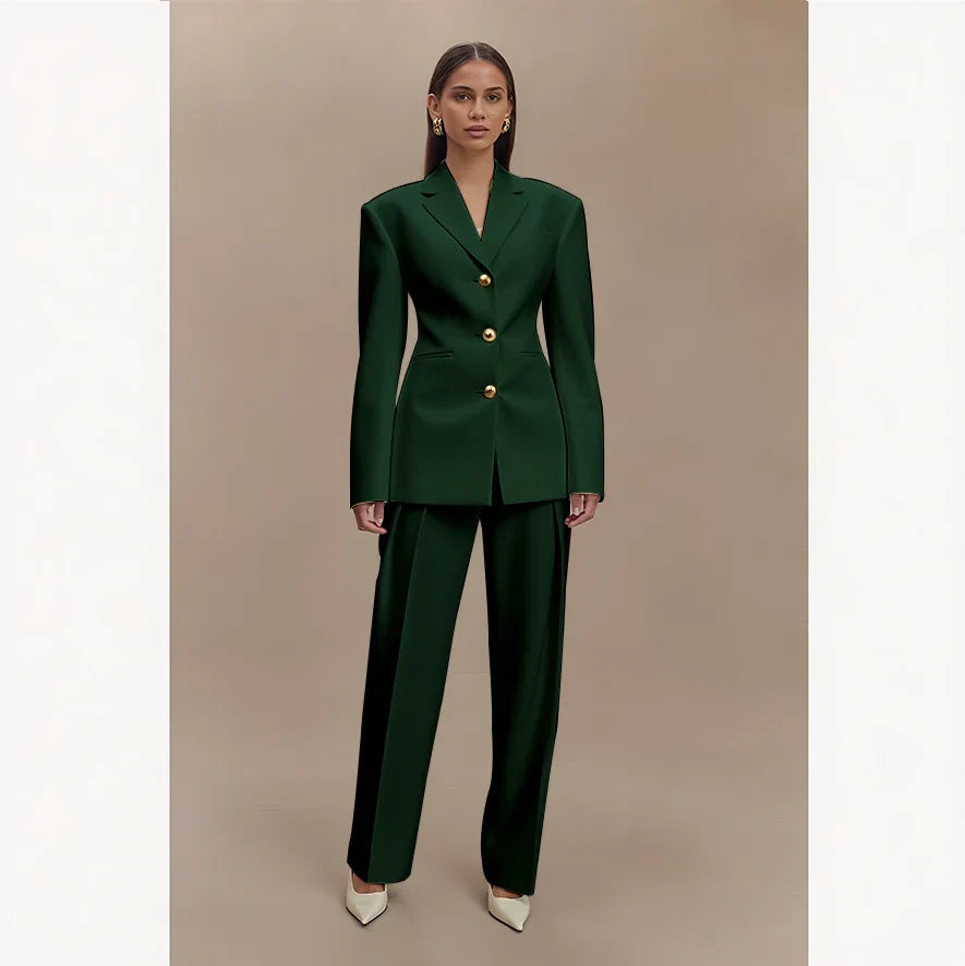 Dark Blue Women Suits Customized Slim Fitted Single-breasted Two Pieces(Jacket+Trousers) Ladies Formal Party Wedding Set