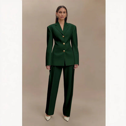 Dark Blue Women Suits Customized Slim Fitted Single-breasted Two Pieces(Jacket+Trousers) Ladies Formal Party Wedding Set