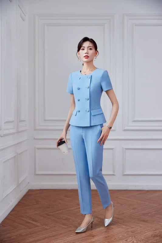 Fashionable professional women's wear, high-quality two-piece pants + blazer, new style for spring and summer 2026