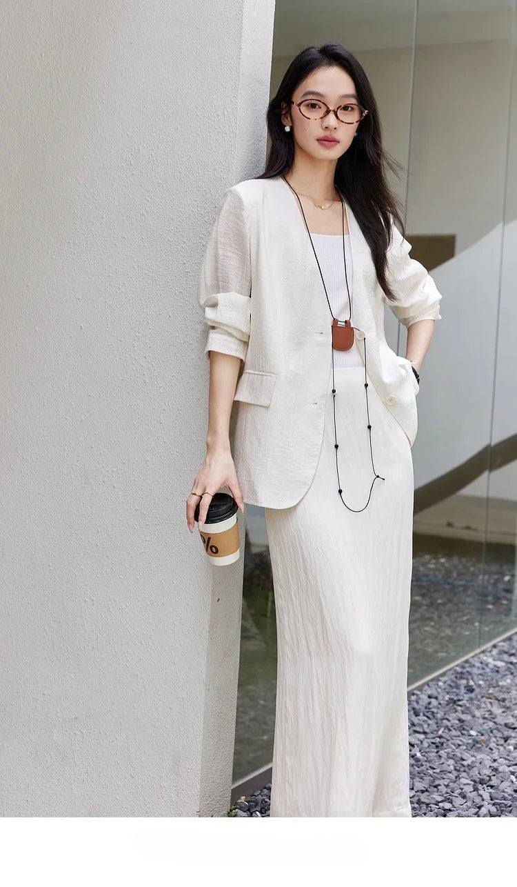 Women's Black Blazer New Autumn 2026 V-neck Loose-fit Casual Office Lady Tailored Coat Fall Fashion Elegant Jackets A0511
