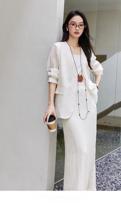 Women's Black Blazer New Autumn 2026 V-neck Loose-fit Casual Office Lady Tailored Coat Fall Fashion Elegant Jackets A0511