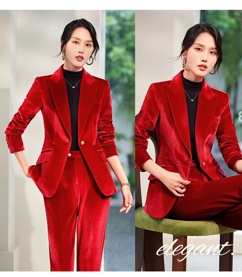 High-end Velvet Suit for Women2024Autumn Winter New High-end Professional Fashionable Elegant Capable Suit