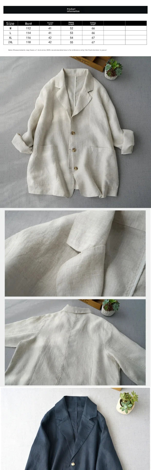 Loose Women's Short Suit Jacket Korean Japanese Style Cotton Linen Open Cardigan Top Casual Comfortable Fashionable