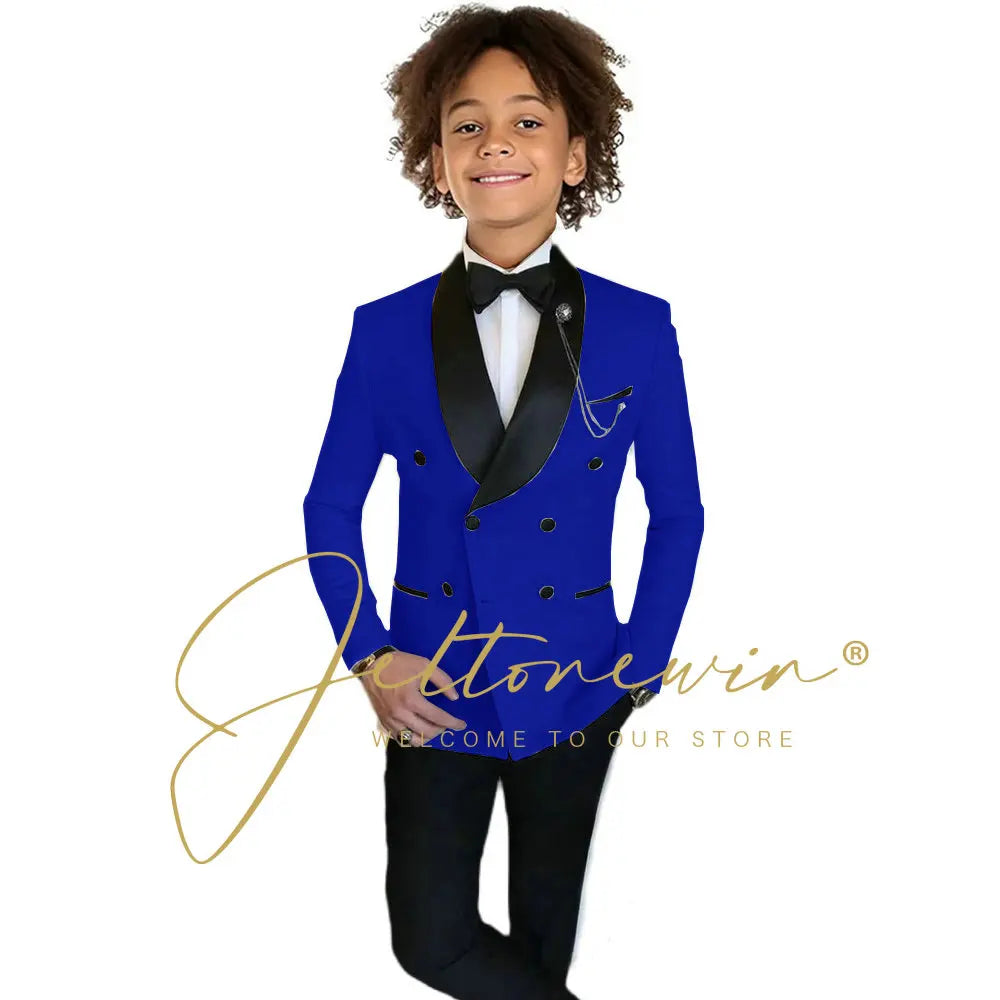 Boys Formal Suits Double Breasted Wedding Outfits Host Performance Costume for Children 2-16 Years Old Kids Birthday Blazer Set