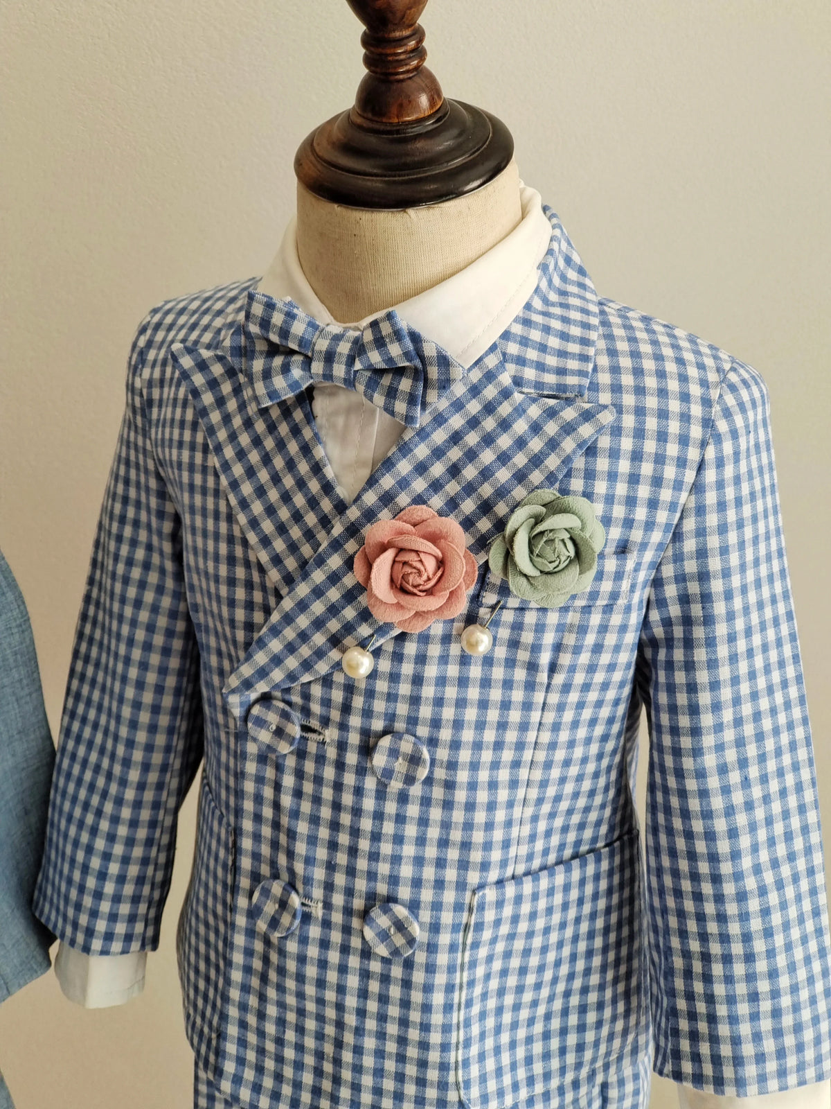 Toddler Baby Boy Checked Formal Suit Set 3 Pcs  Blazer Suspender Short Infant Gentleman Clothes For Wedding Birthday Photography