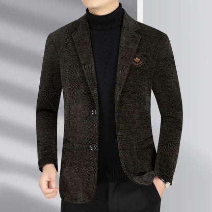 Blazer Men's Business Gentleman Wedding Fashionable Solid Color Best Man, Slimming and Casual Middle-aged and Elderly Blazer