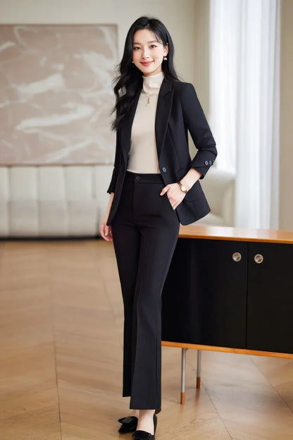 Fashionable professional women's high-quality two-piece trousers + blazer set. 2025 autumn and winter new styles