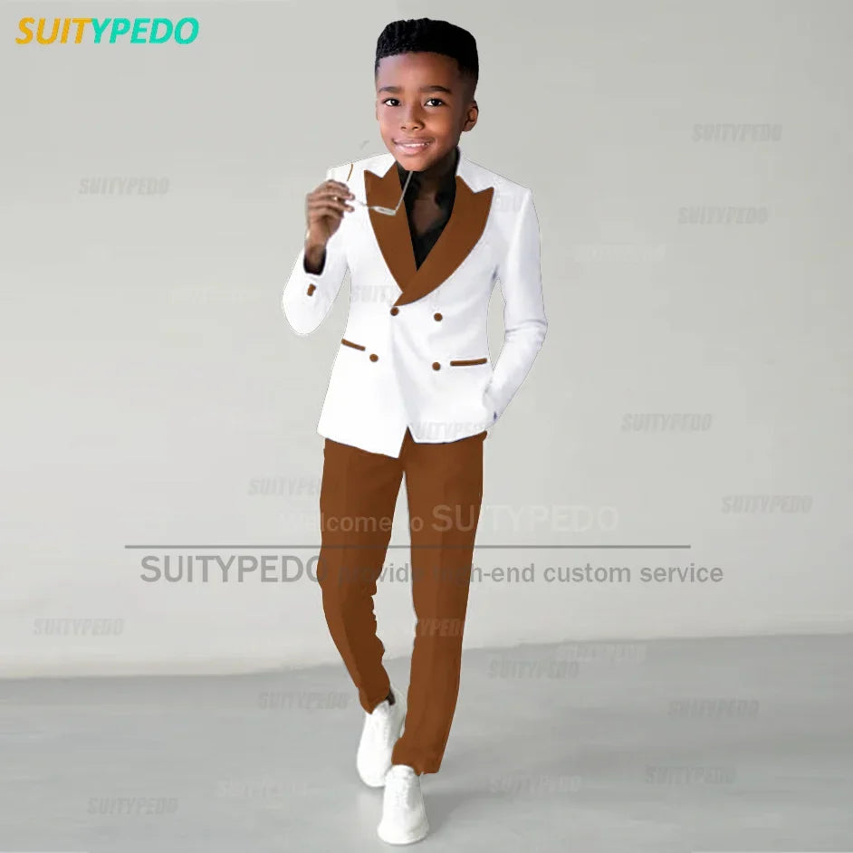 Fashion Children Suit Sets Luxury Wedding Party Flower Boys Slim Fit Costumes Graduation Ceremony Formal Blazer Pants Two Pieces
