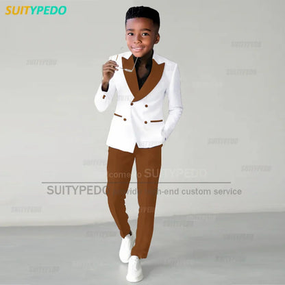 Fashion Children Suit Sets Luxury Wedding Party Flower Boys Slim Fit Costumes Graduation Ceremony Formal Blazer Pants Two Pieces