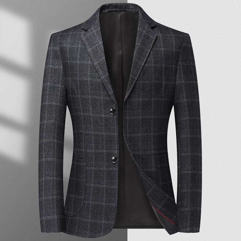 Blazer The New Autumn and Winter Fashion Middle-aged Business Casual Checkered Wedding Host Men's Outdoor Performance Blazer