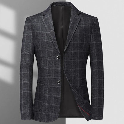 Blazer The New Autumn and Winter Fashion Middle-aged Business Casual Checkered Wedding Host Men's Outdoor Performance Blazer