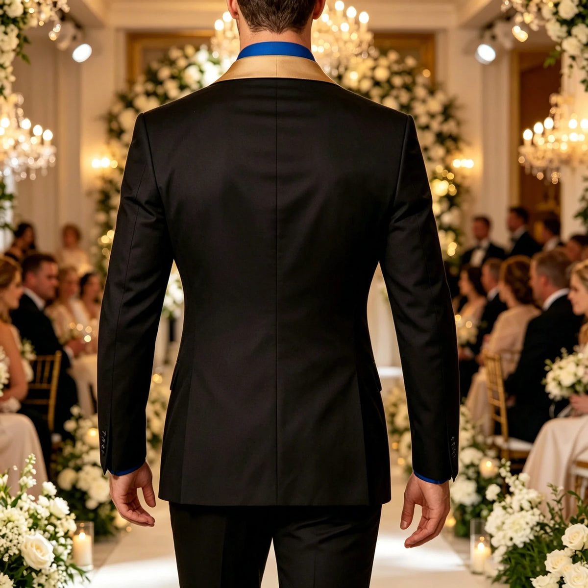 Men's Slim Fit Tuxedo with Satin Shawl Lapel – 2-Piece Formal Suit for Wedding & Groom