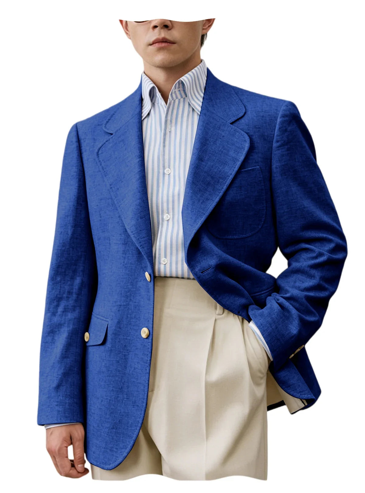 Men's Linen Blend Blazer – Single Breasted Casual Business Jacket for Office & Summer Occasions